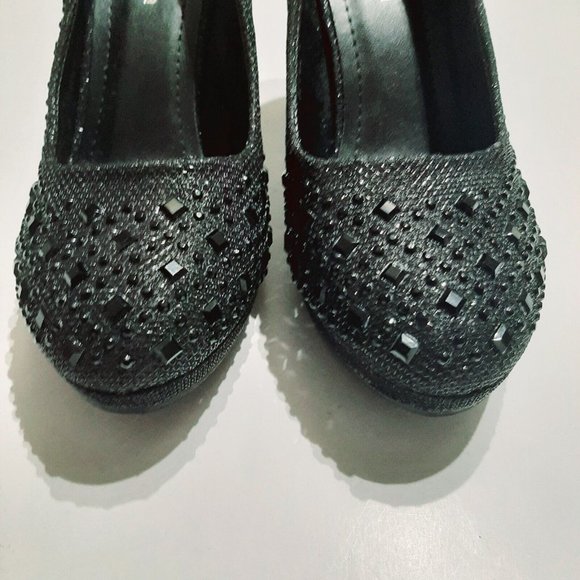 Top Moda APPLE-2 Onyx Women's Rhinestone Studded Platform Stiletto Heel Size 7 - Picture 3 of 6